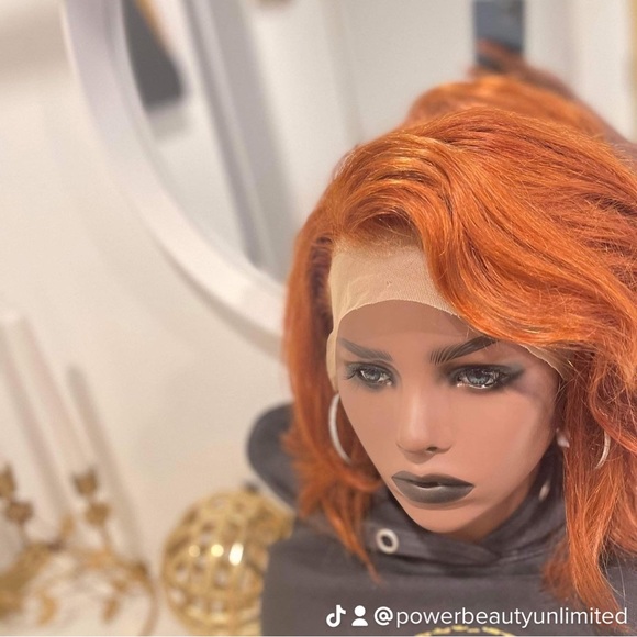 COPPER COLOR HUMAN HAIR BOB WIG - Picture 4 of 7